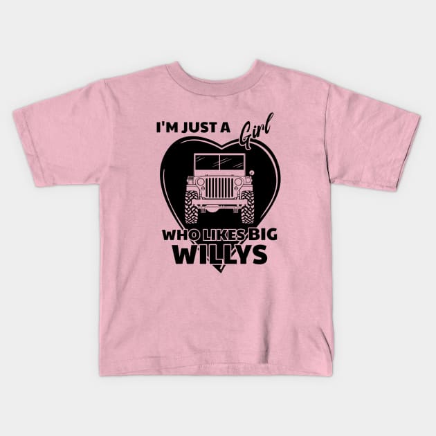 I'm Just a Girl Who Likes Big Willys Jeep Kids T-Shirt by SunGraphicsLab